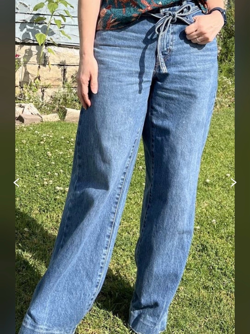 Levi's Blue High-Rise Wide Leg Jeans with Tie Waist - Picture 6 of 6